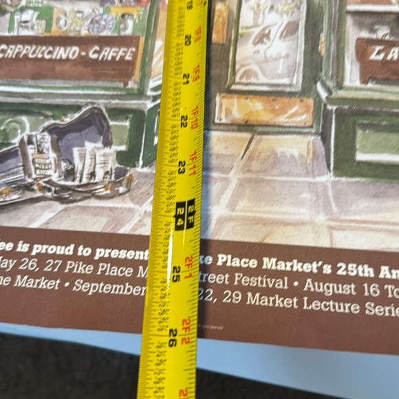 VTG 1996 Starbucks Coffee Pike Place Market 25th Anniversary Poster Pro - Picture 3 of 8